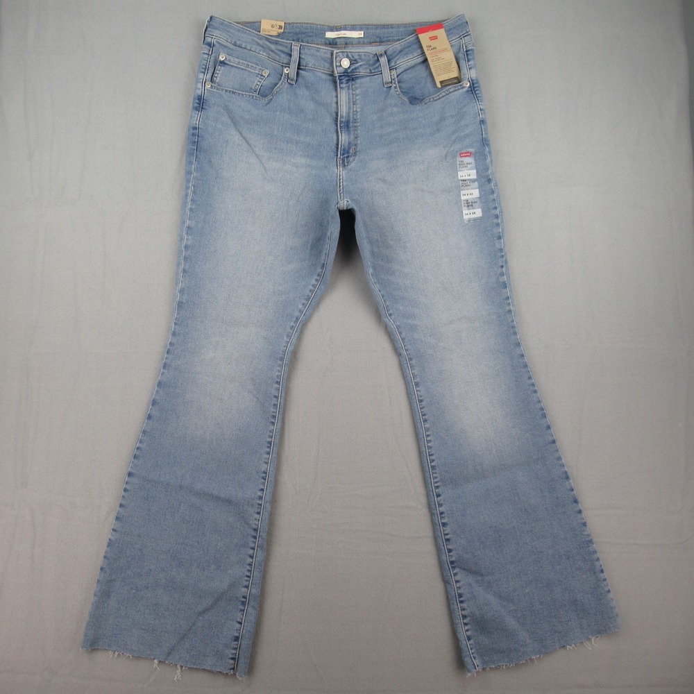 Levi's 726 High Rise Flare Jeans Women 34 Light Blue Denim Raw Hem NWT
